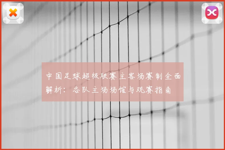 中国足球超级联赛主客场赛制全面解析:各队主场场馆与观赛指南